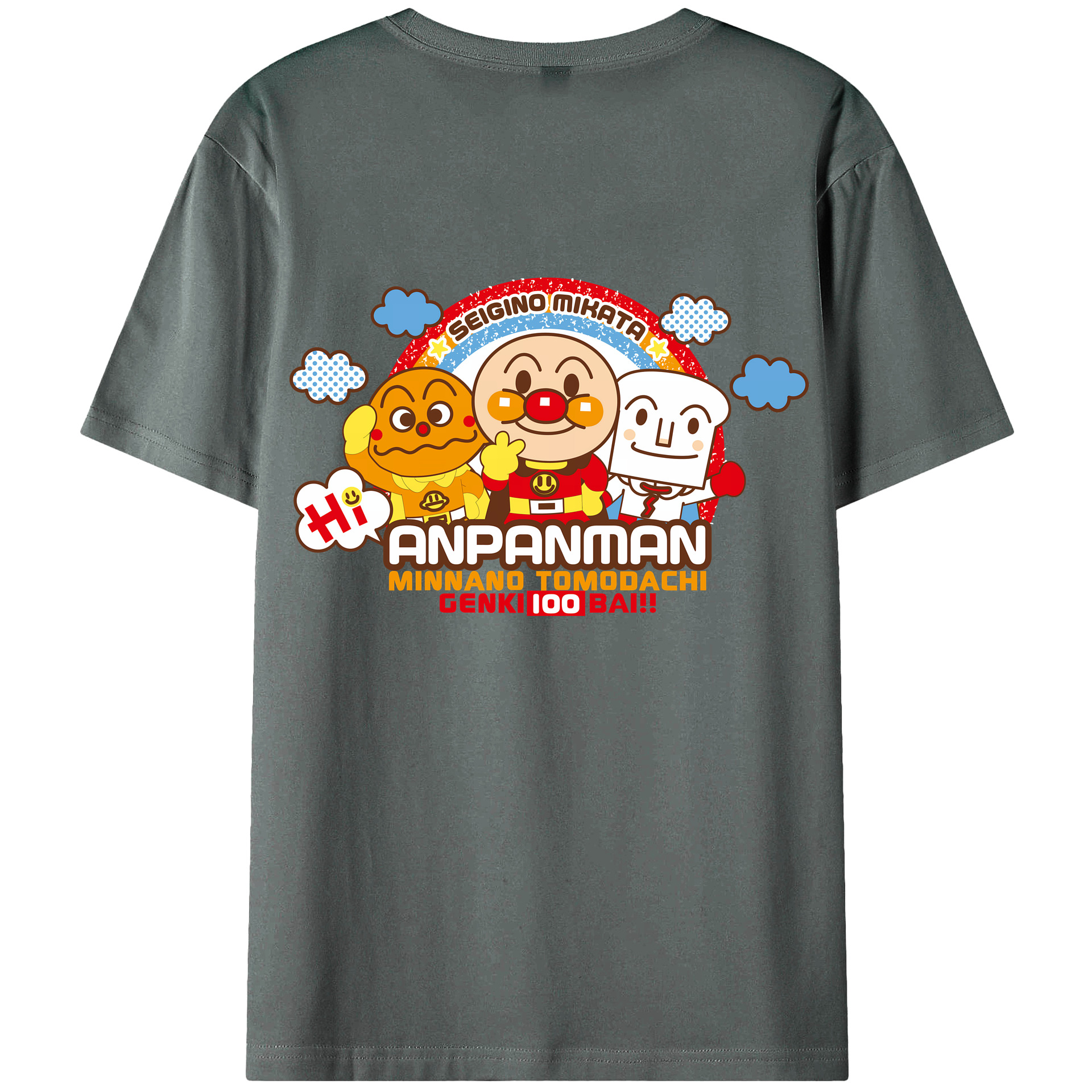 （画像用） アンパンマン Anpanman 綿100％ メンズ半袖Tシャツ（バックプリント） 通気性